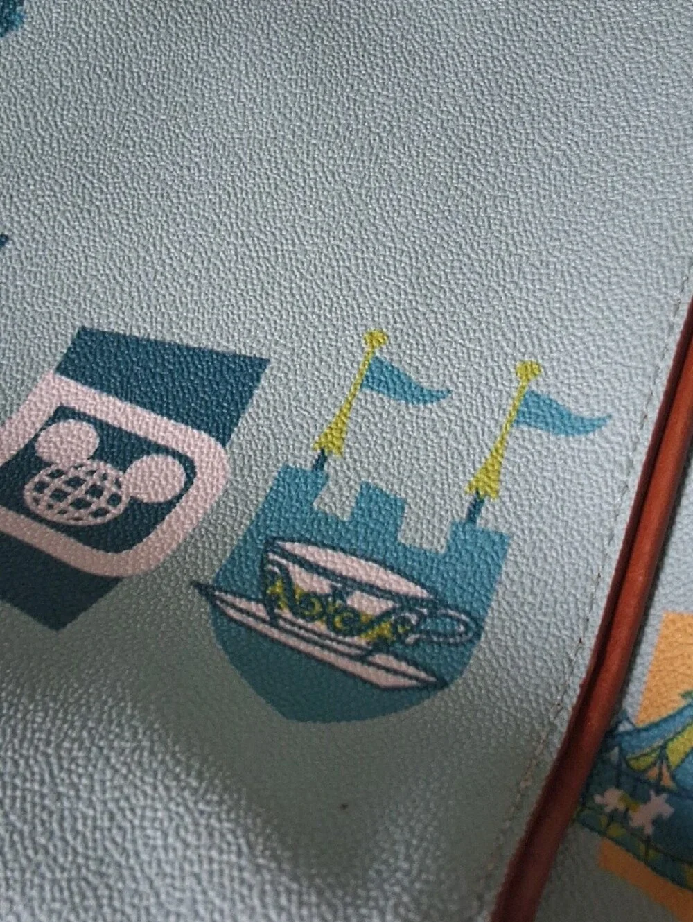 Disney Parks Dooney & Bourke Mint Castle Print Tote with Brown Leather Trim